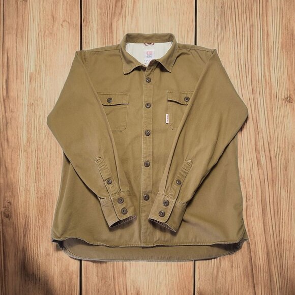Topo Designs Organic Cotton Work Shirt Mens Large Brown Canvas Button Up - Picture 1 of 12